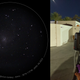 To the left, an image of the triangle Galaxy, to the right an image of the eVscope 2 and phone showing the same galaxy.